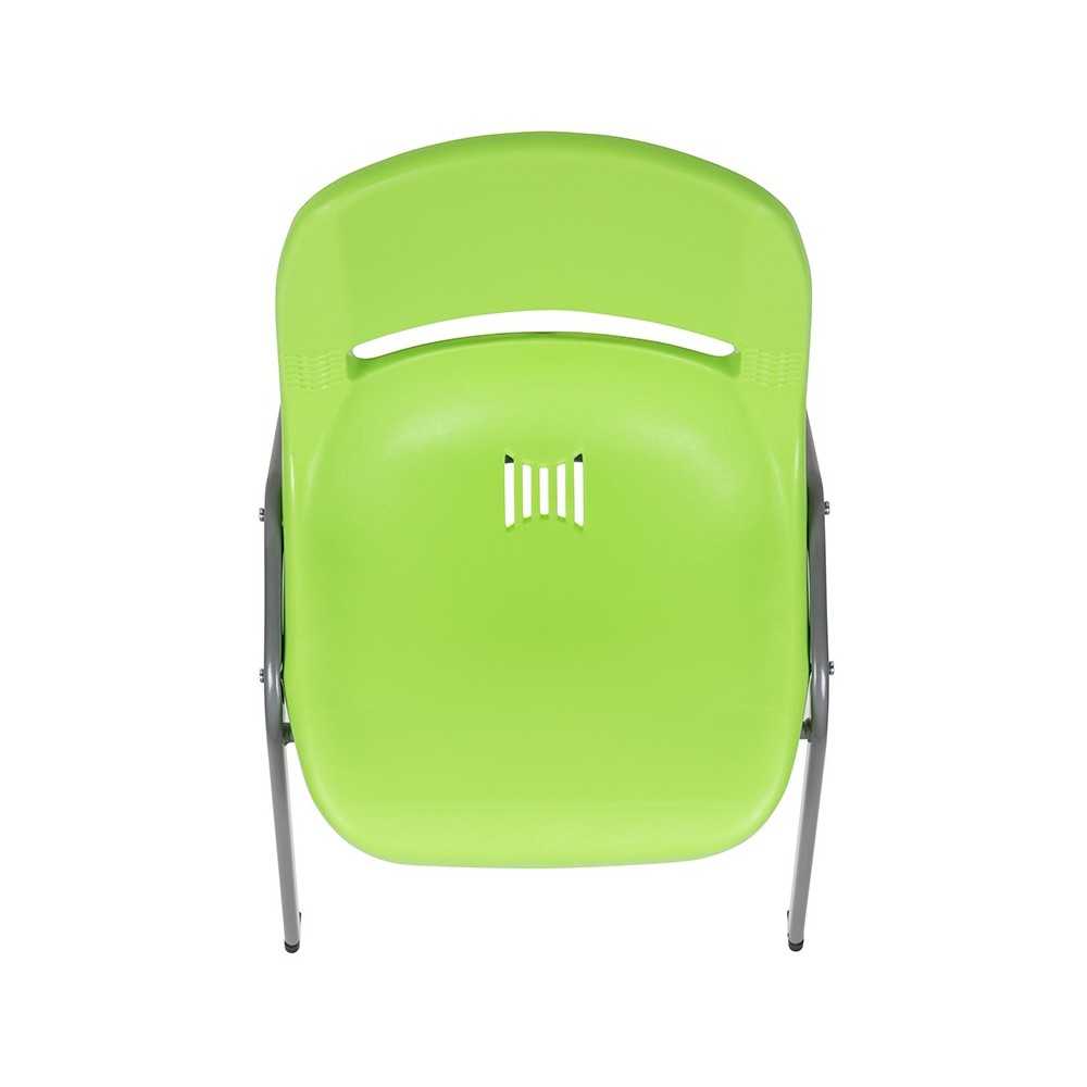 880 lb. Capacity Green Ergonomic Shell Stack Chair with Gray Frame