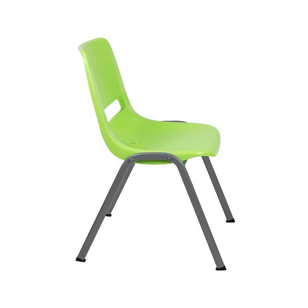 880 lb. Capacity Green Ergonomic Shell Stack Chair with Gray Frame