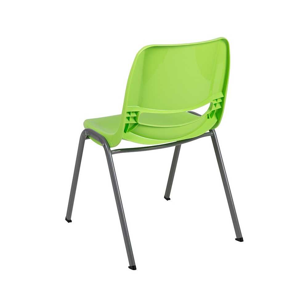 880 lb. Capacity Green Ergonomic Shell Stack Chair with Gray Frame