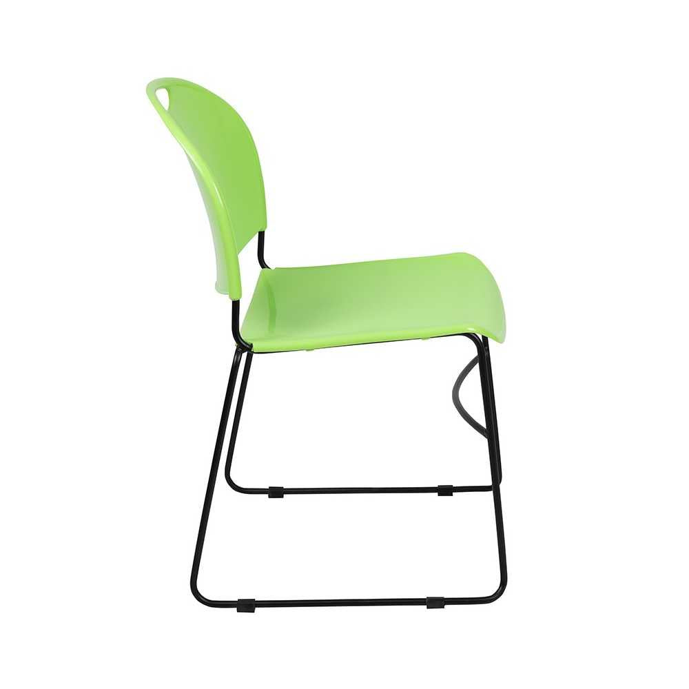 880 lb. Capacity Green Ultra-Compact Stack Chair with Black Powder Coated Frame