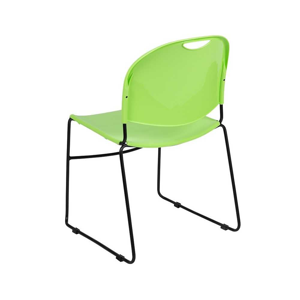 880 lb. Capacity Green Ultra-Compact Stack Chair with Black Powder Coated Frame