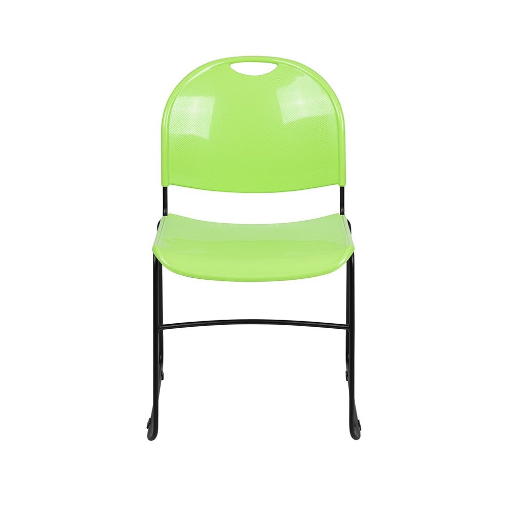 880 lb. Capacity Green Ultra-Compact Stack Chair with Black Powder Coated Frame