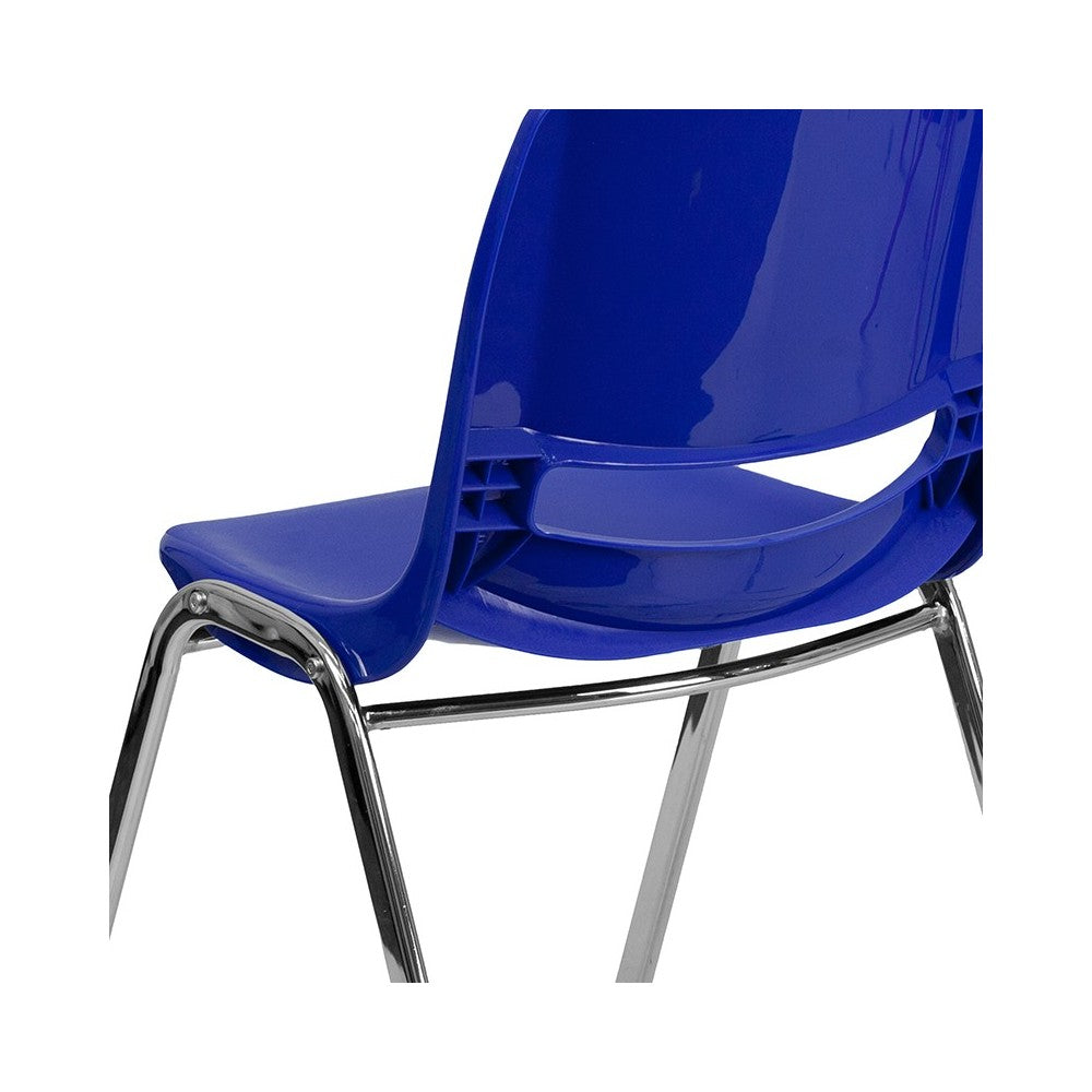 880 lb. Capacity Navy Ergonomic Shell Stack Chair with Chrome Frame and 18'' Seat Height