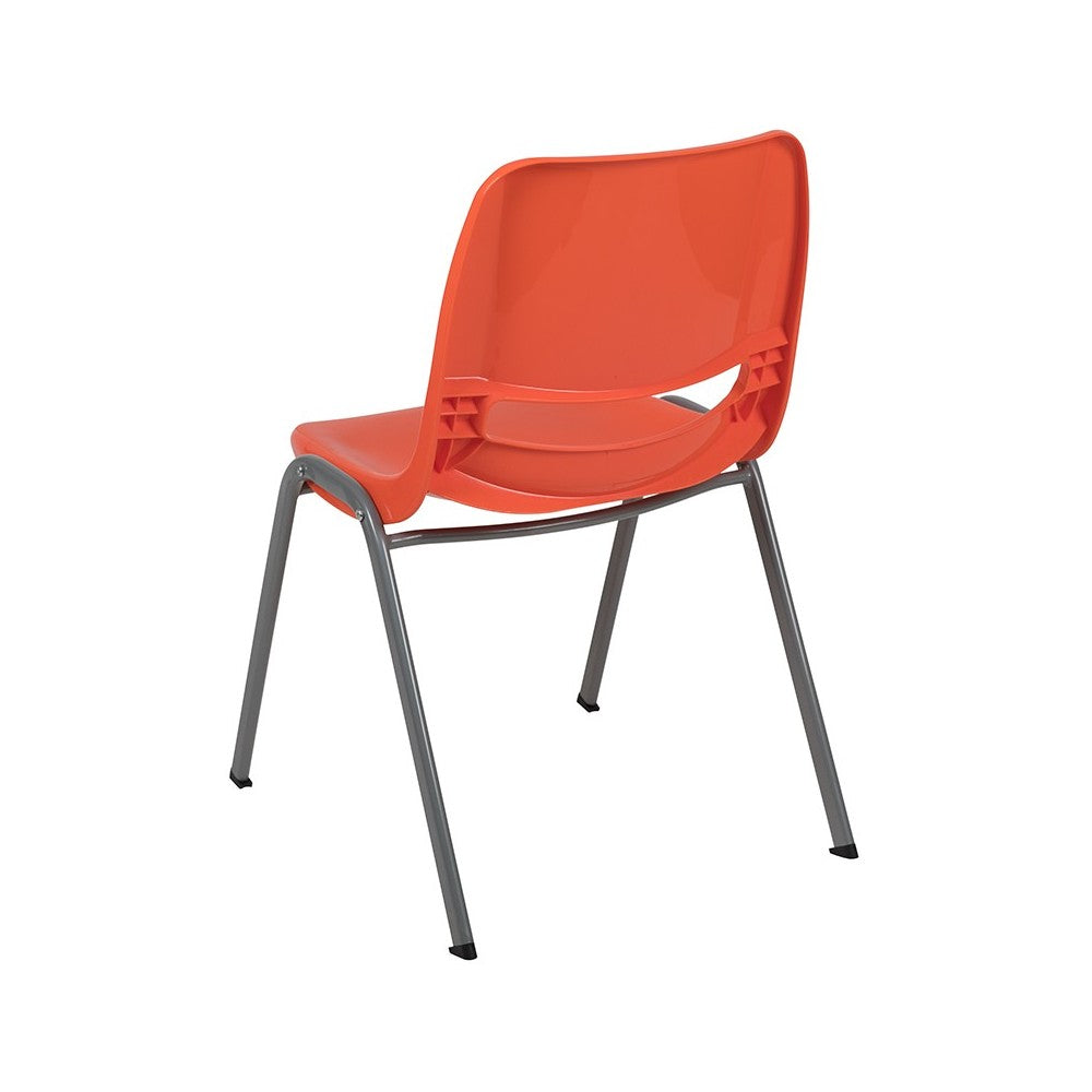880 lb. Capacity Orange Ergonomic Shell Stack Chair with Gray Frame