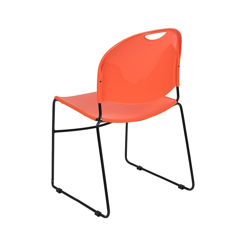 880 lb. Capacity Orange Ultra-Compact Stack Chair with Black Powder Coated Frame