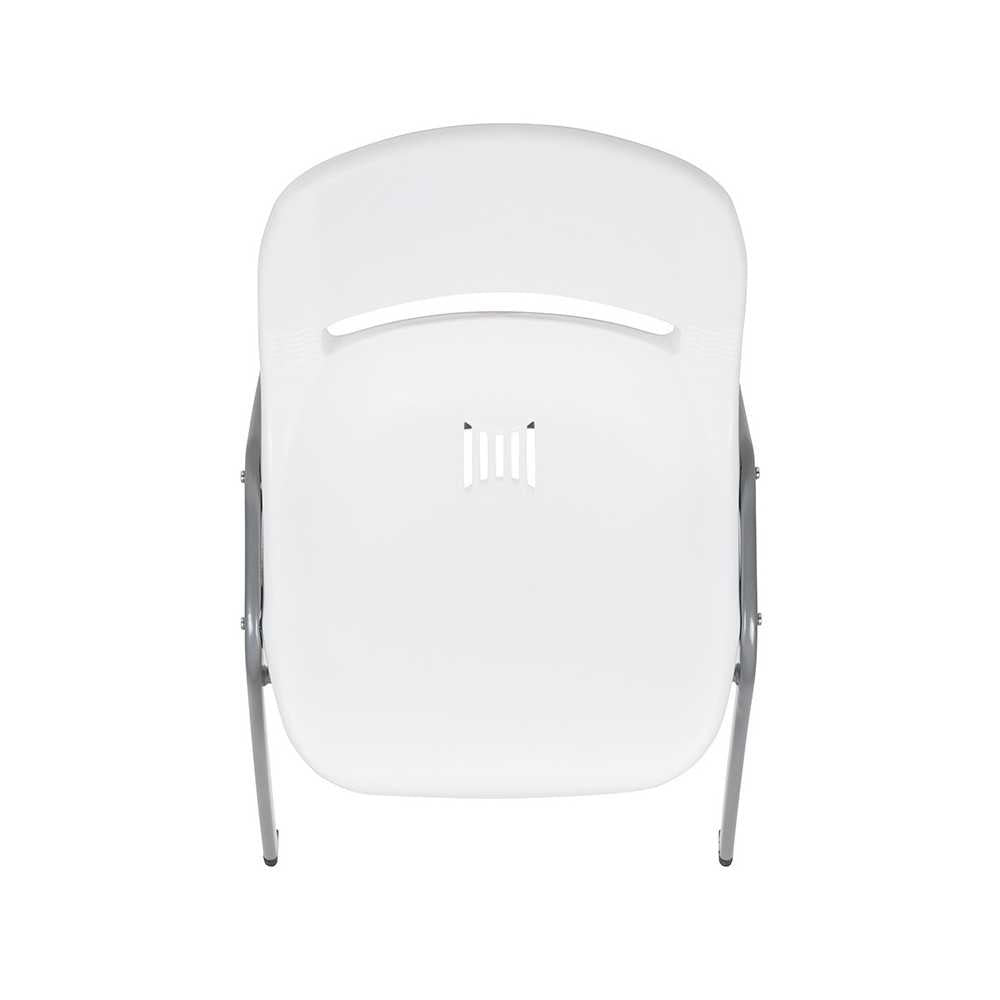 880 lb. Capacity White Ergonomic Shell Stack Chair with Gray Frame