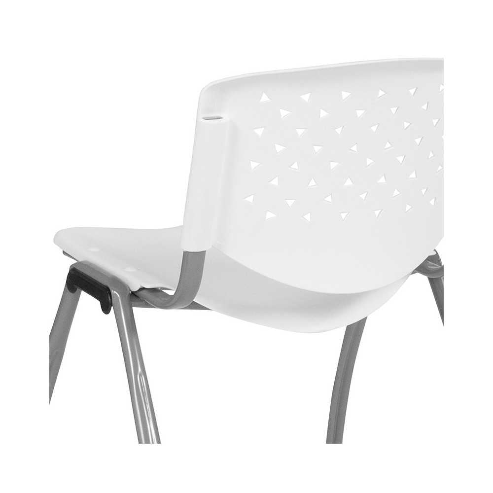880 lb. Capacity White Plastic Stack Chair with Titanium Gray Powder Coated Frame