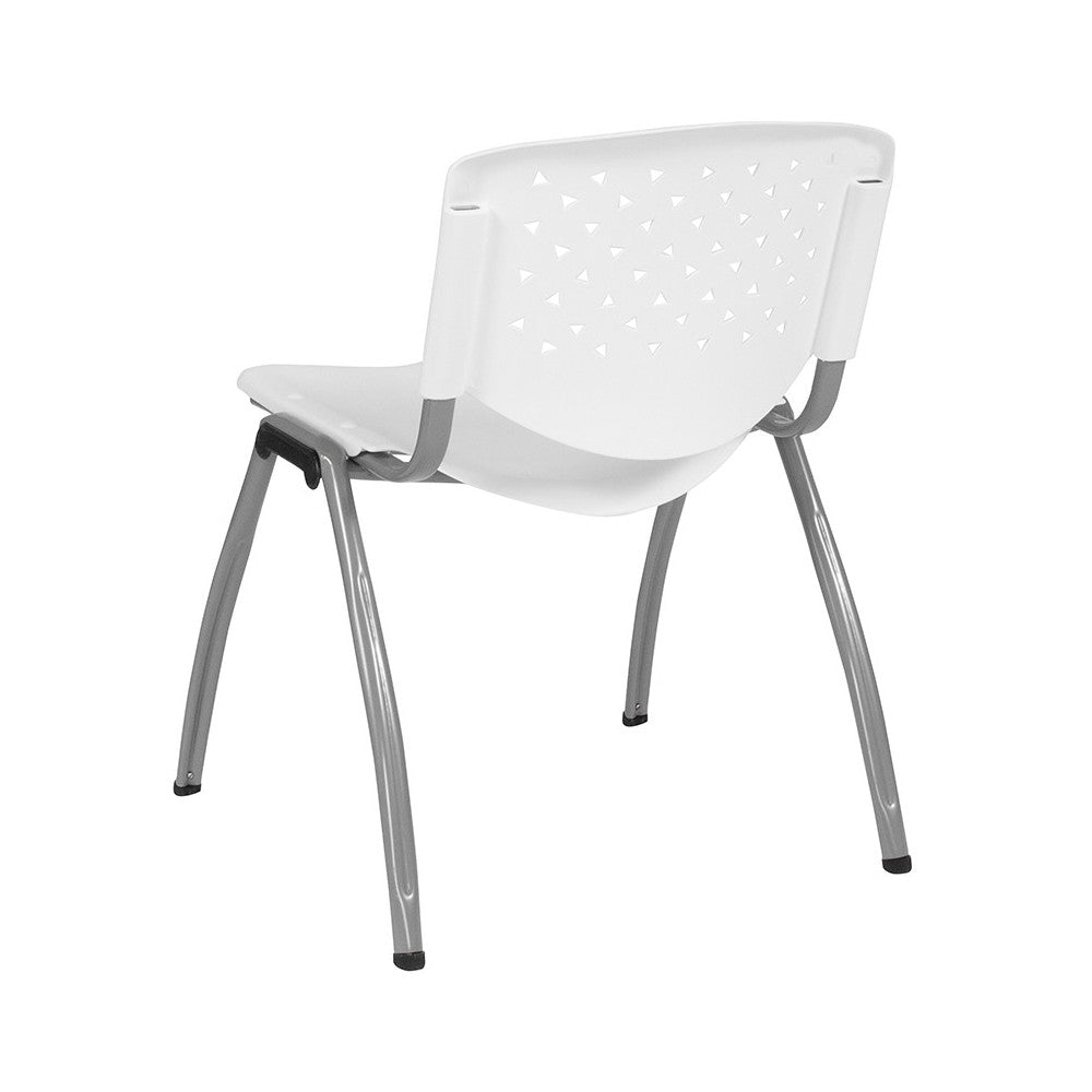 880 lb. Capacity White Plastic Stack Chair with Titanium Gray Powder Coated Frame