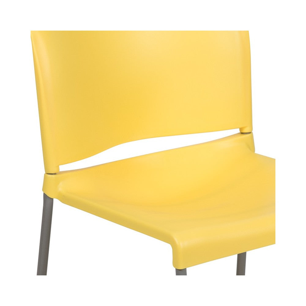 880 lb. Capacity Yellow Full Back Contoured Stack Chair with Gray Powder Coated Sled Base