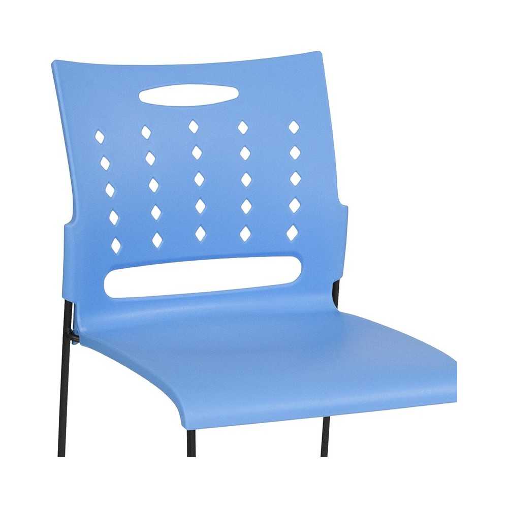881 lb. Capacity Blue Sled Base Stack Chair with Air-Vent Back