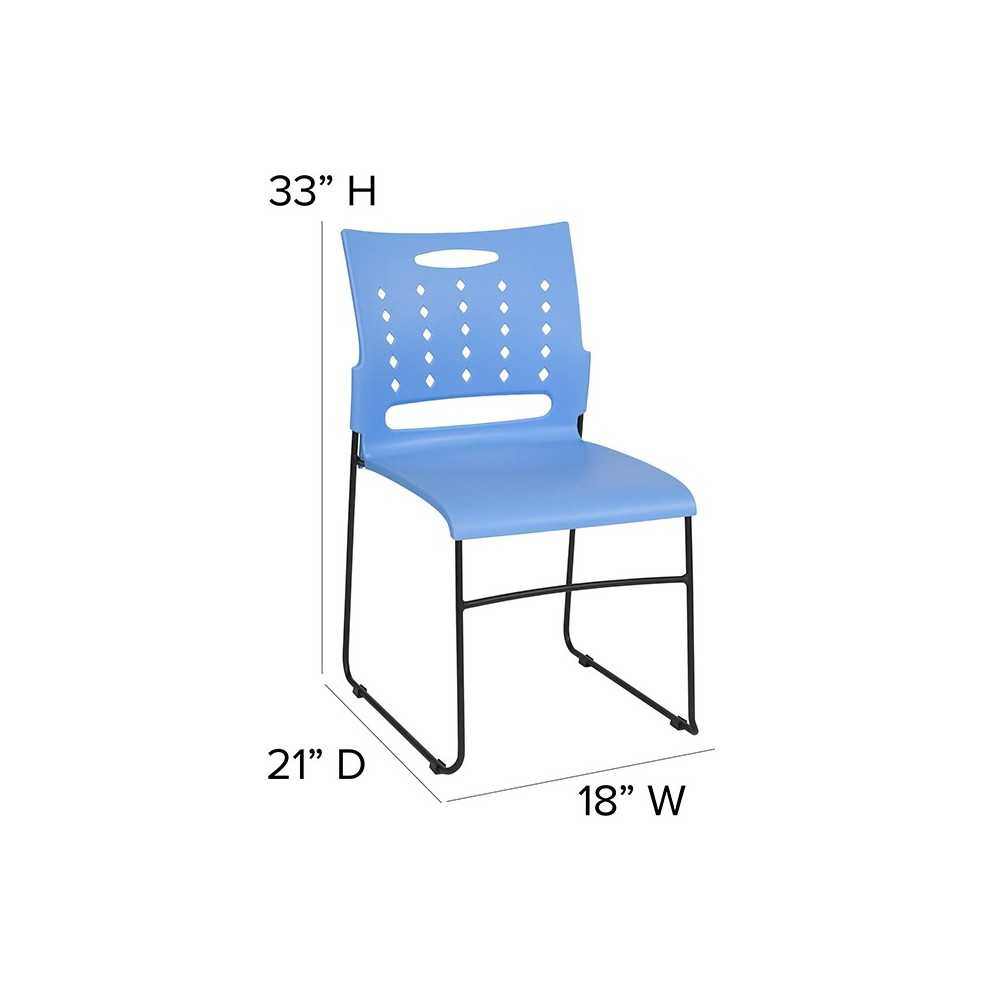881 lb. Capacity Blue Sled Base Stack Chair with Air-Vent Back