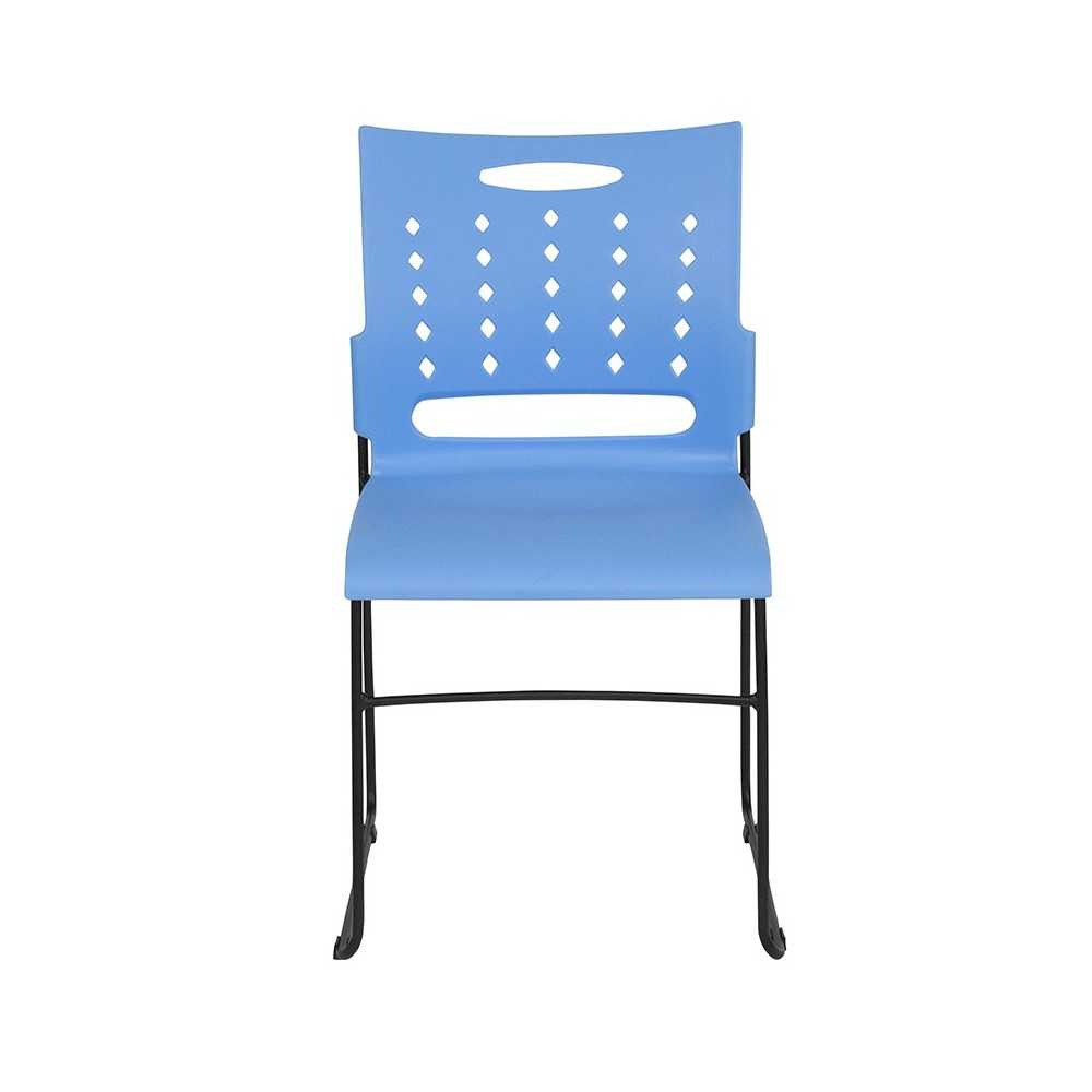 881 lb. Capacity Blue Sled Base Stack Chair with Air-Vent Back