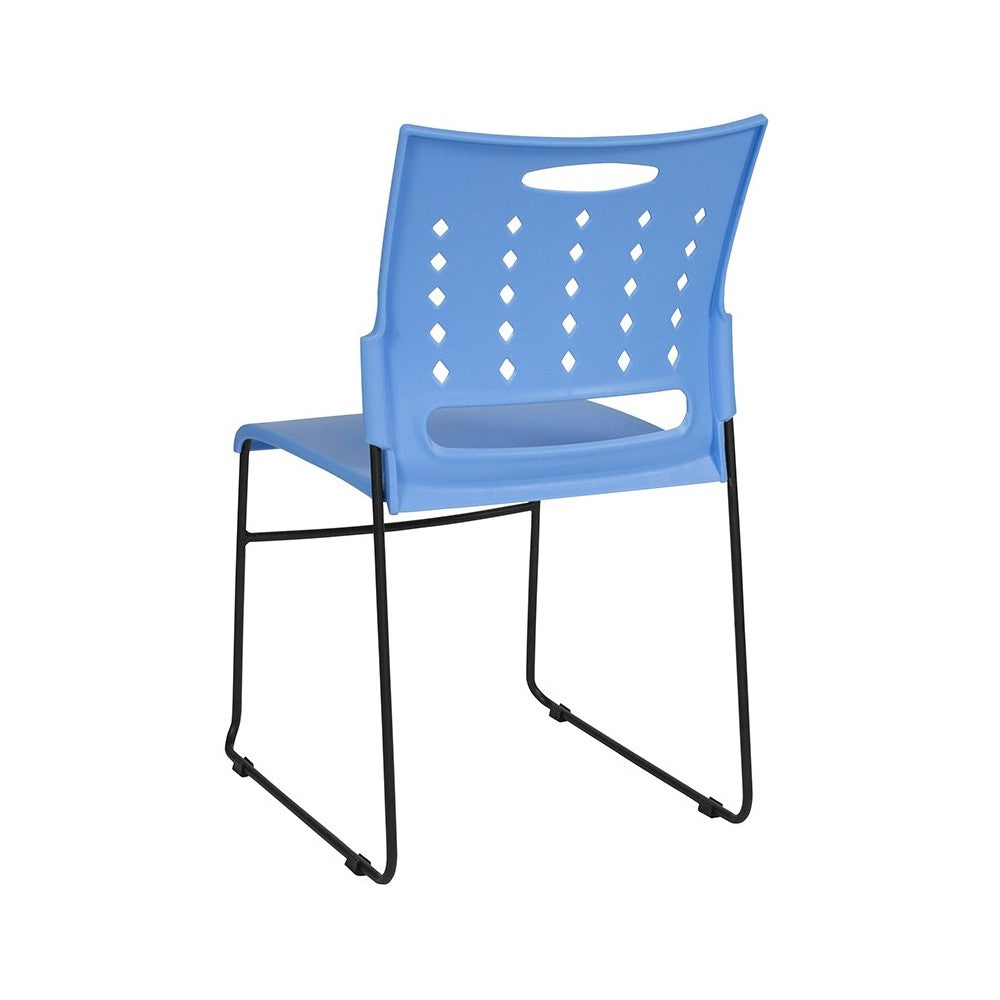 881 lb. Capacity Blue Sled Base Stack Chair with Air-Vent Back