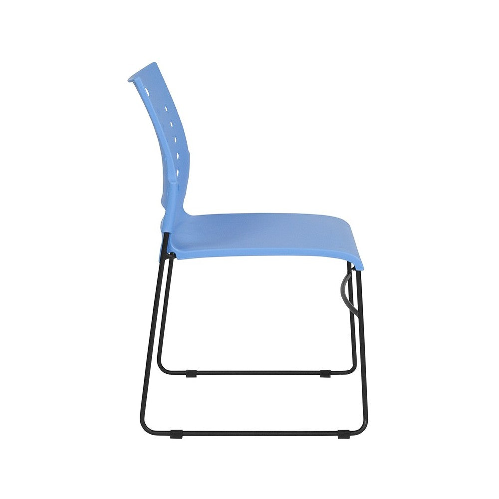 881 lb. Capacity Blue Sled Base Stack Chair with Air-Vent Back