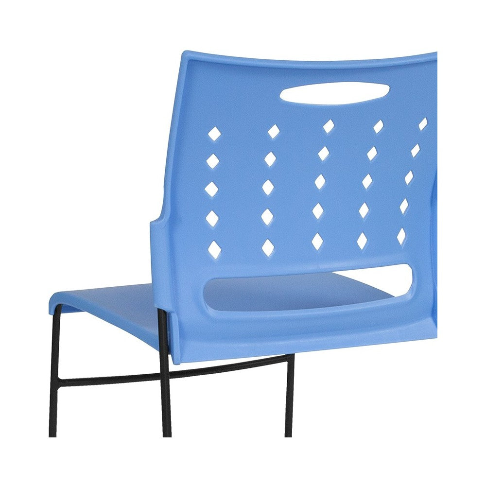 881 lb. Capacity Blue Sled Base Stack Chair with Air-Vent Back