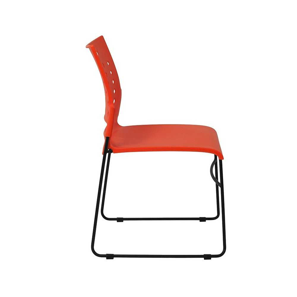 881 lb. Capacity Orange Sled Base Stack Chair with Air-Vent Back