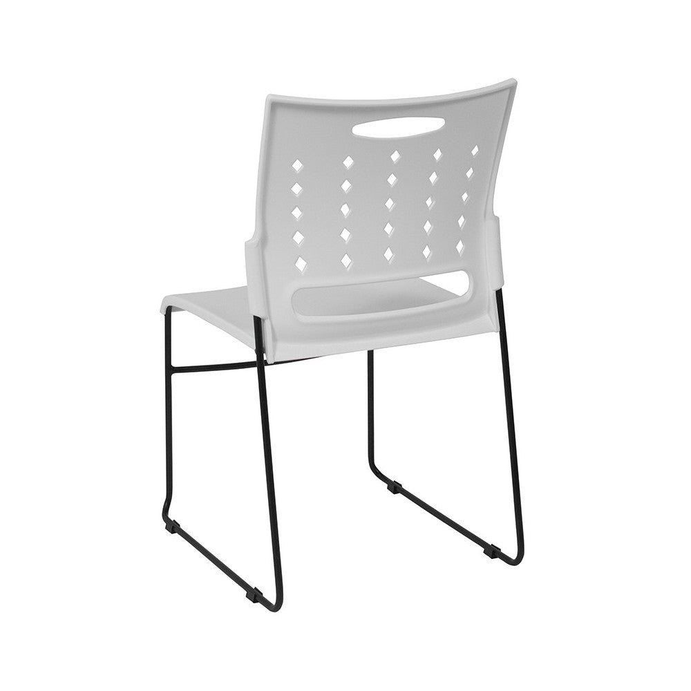 881 lb. Capacity White Sled Base Stack Chair with Air-Vent Back