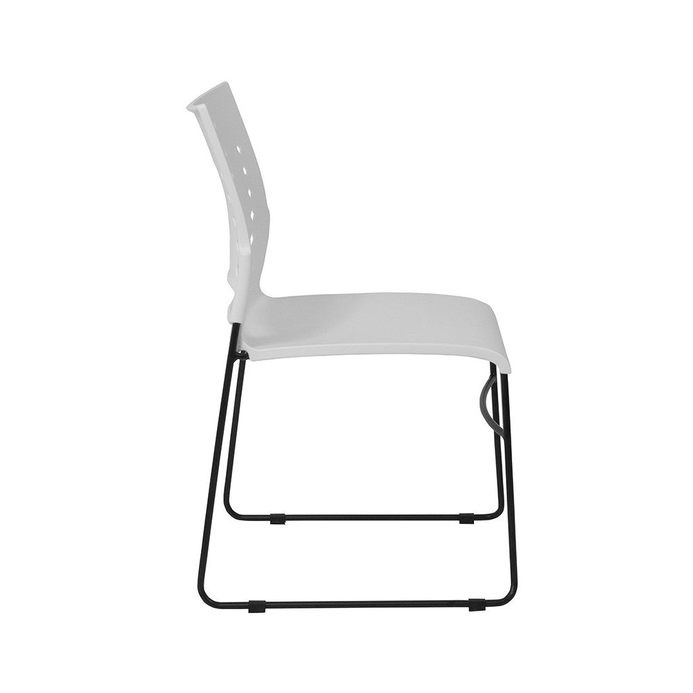 881 lb. Capacity White Sled Base Stack Chair with Air-Vent Back