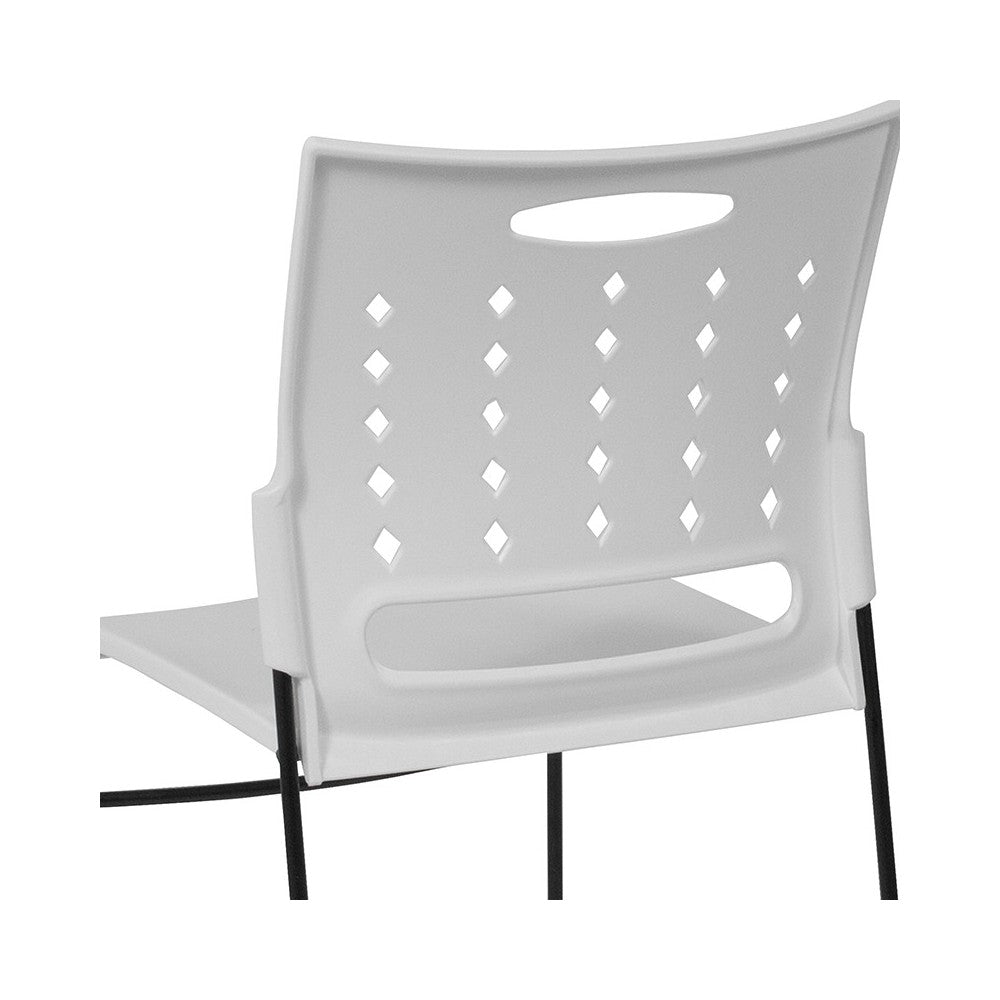 881 lb. Capacity White Sled Base Stack Chair with Air-Vent Back