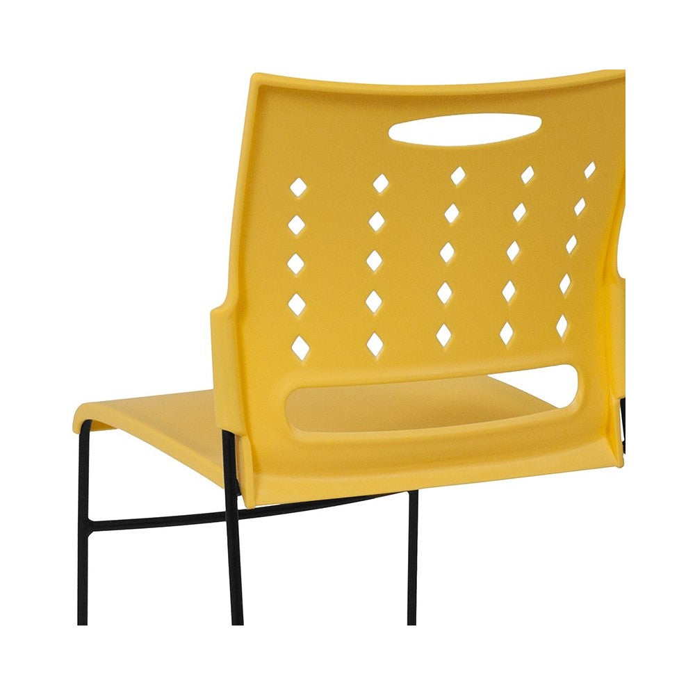 881 lb. Capacity Yellow Sled Base Stack Chair with Air-Vent Back