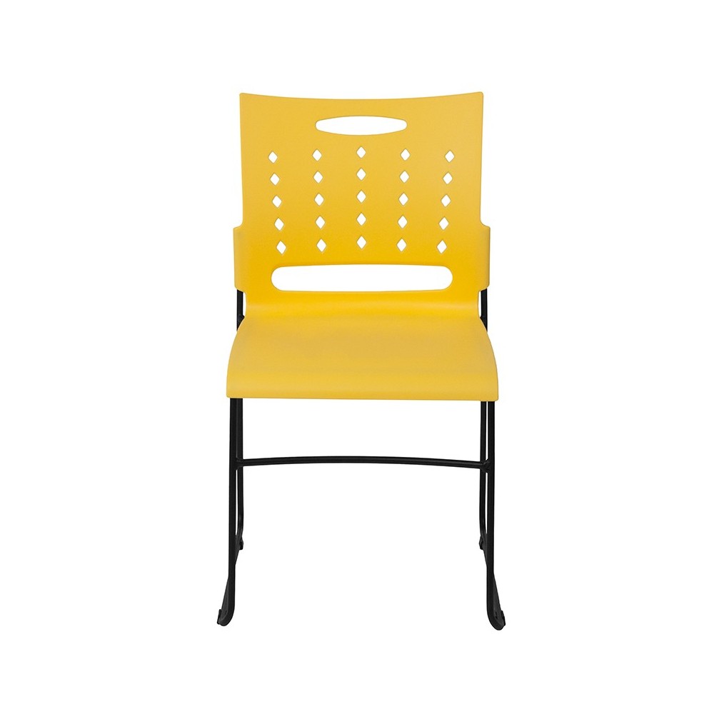 881 lb. Capacity Yellow Sled Base Stack Chair with Air-Vent Back