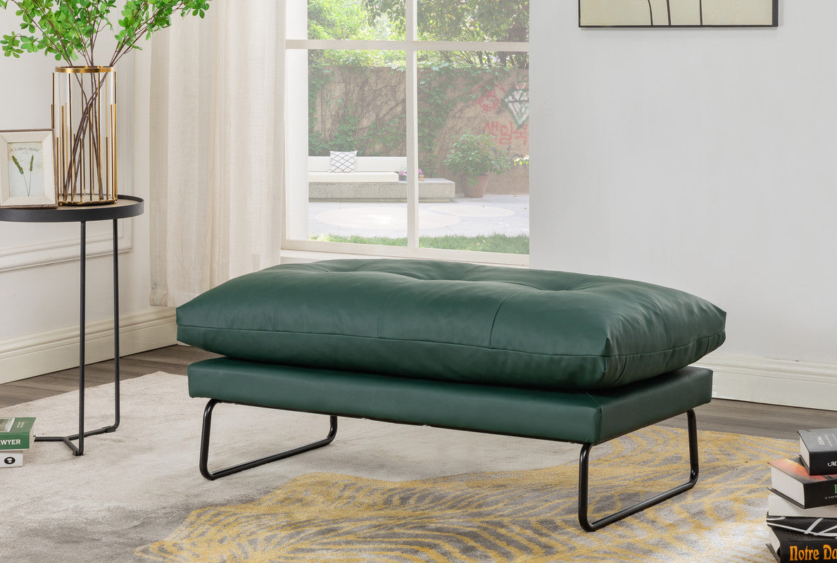 Karla Green PU Leather Contemporary Ottoman