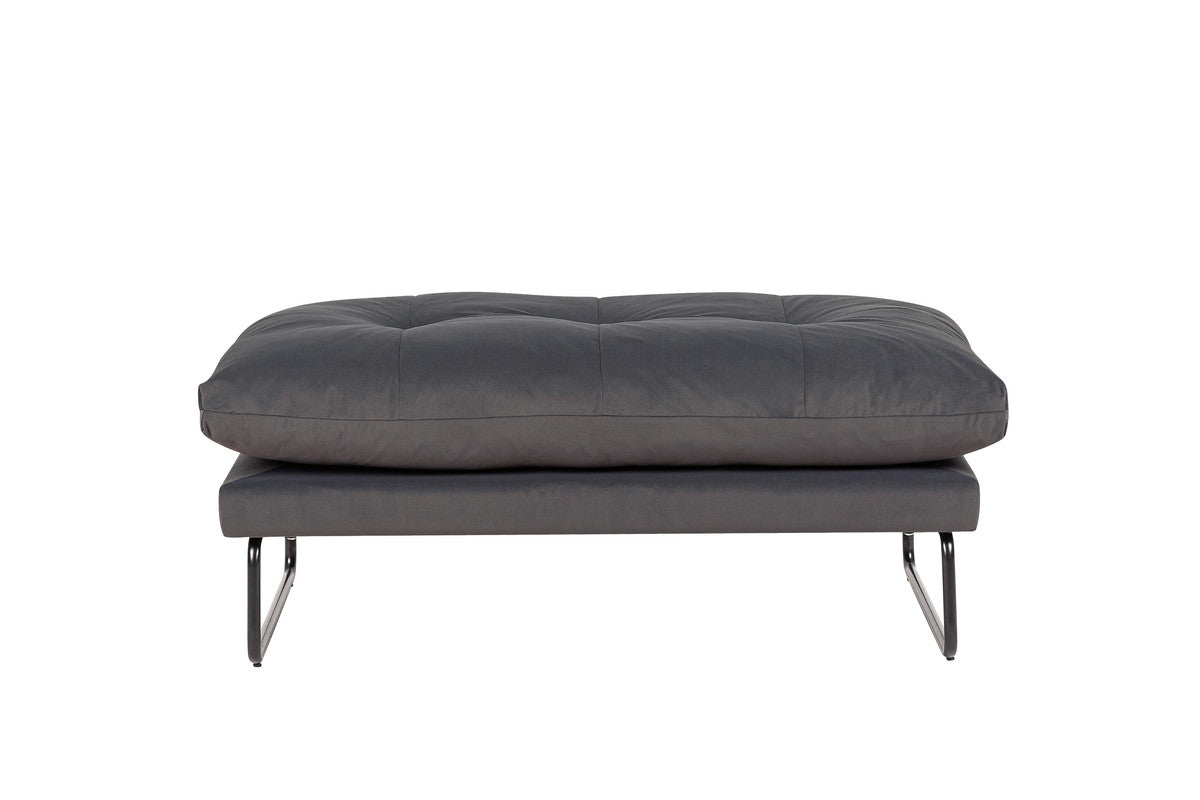 Karla Dark Gray Velvet Contemporary Ottoman