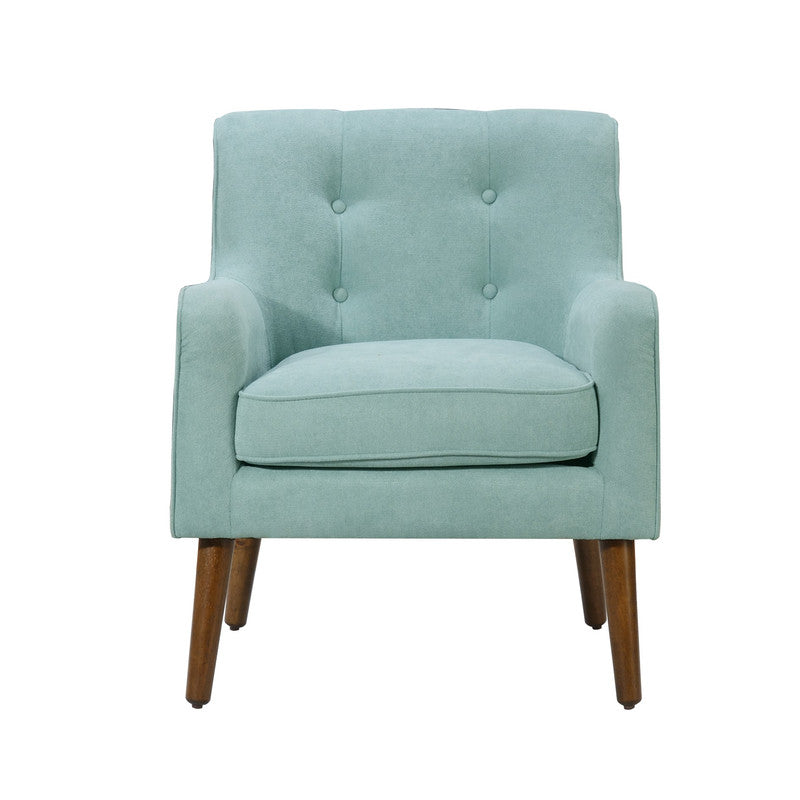 Ryder Mid Century Modern Aquamarine Teal Woven Fabric Tufted Armchair