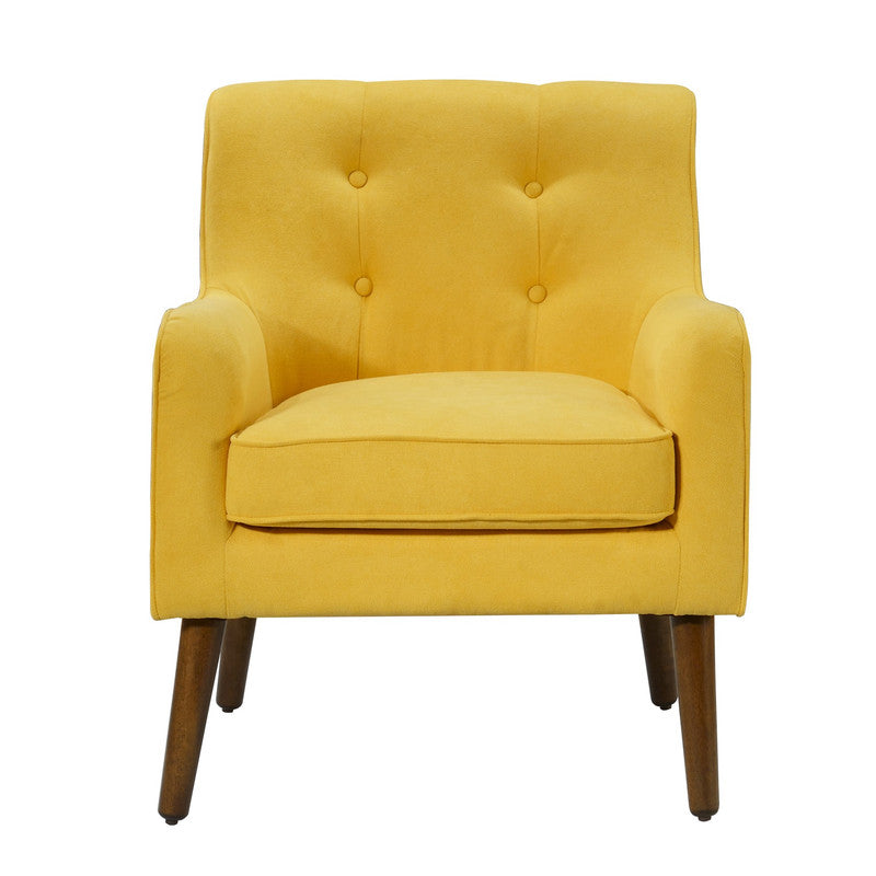 Lilola Home Ryder Mid Century Modern Yellow Woven Fabric Tufted Armchair