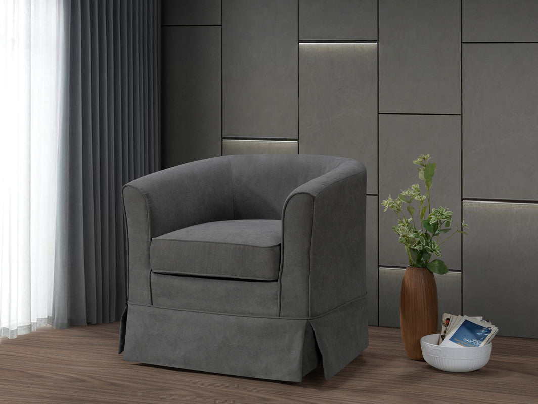 Lilola Home Tucker Gray Woven Fabric Swivel Barrel Chair