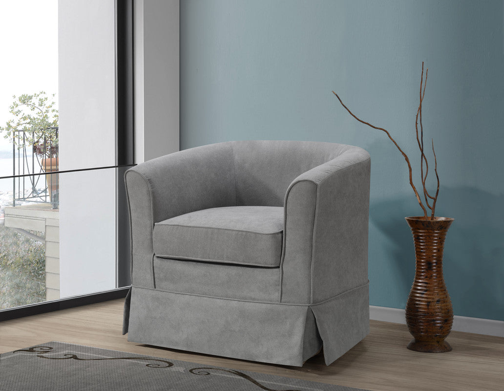 Lilola Home Tucker Steel Gray Woven Fabric Swivel Barrel Chair