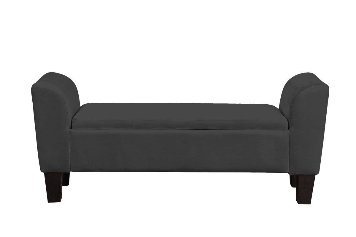 Mila Black Velvet Ottoman Bench with Storage