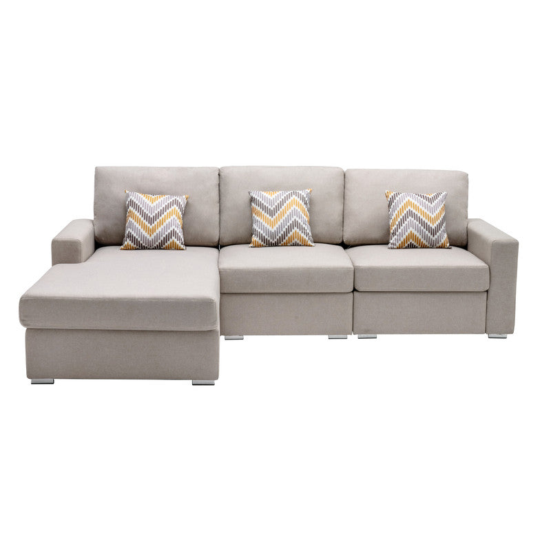 Nolan Beige Linen 3Pc Reversible Sectional, Interchangeable Legs, 89420-12A
