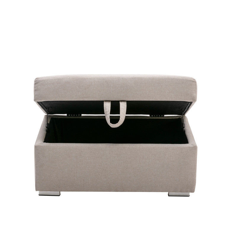 Nolan Beige Linen 6Pc Reversible Sectional, Storage Ottoman/Interchangeable Legs