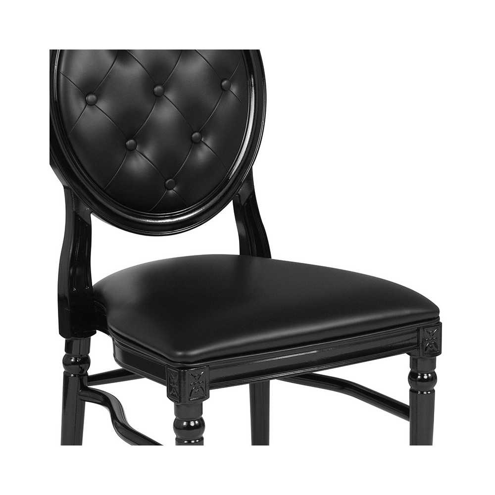 900 lb. Capacity King Louis Chair with Tufted Back, Black Vinyl Seat and Black Frame
