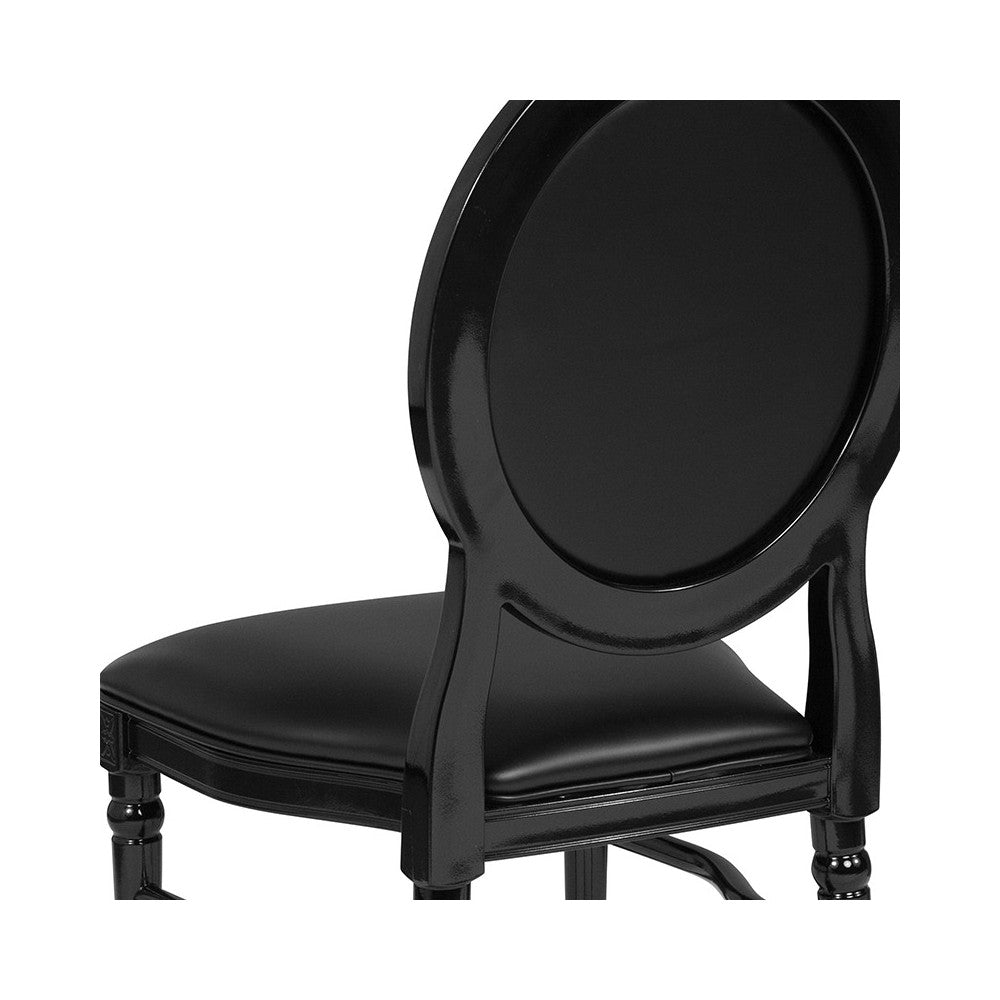 900 lb. Capacity King Louis Chair with Tufted Back, Black Vinyl Seat and Black Frame
