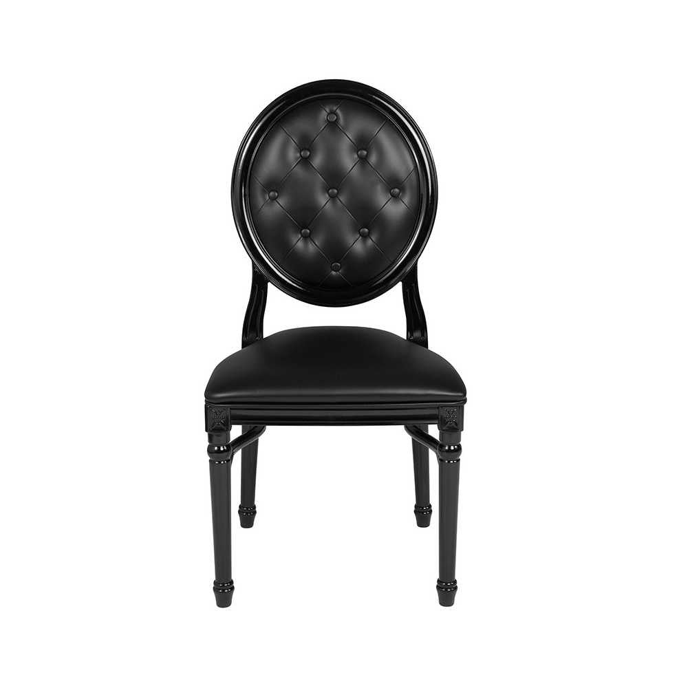 900 lb. Capacity King Louis Chair with Tufted Back, Black Vinyl Seat and Black Frame
