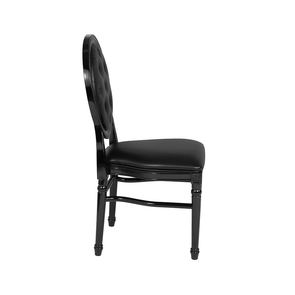 900 lb. Capacity King Louis Chair with Tufted Back, Black Vinyl Seat and Black Frame