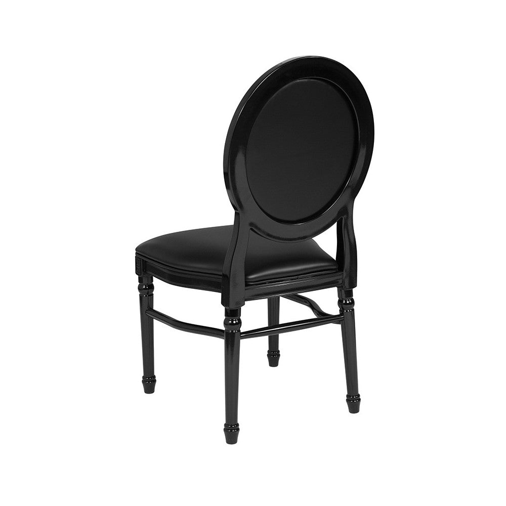 900 lb. Capacity King Louis Chair with Tufted Back, Black Vinyl Seat and Black Frame