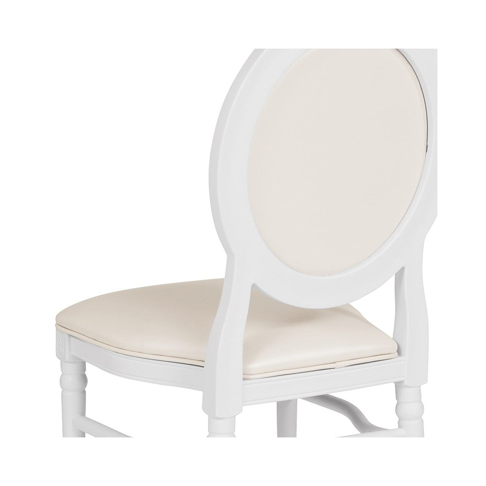 900 lb. Capacity King Louis Chair with White Vinyl Back and Seat and White Frame