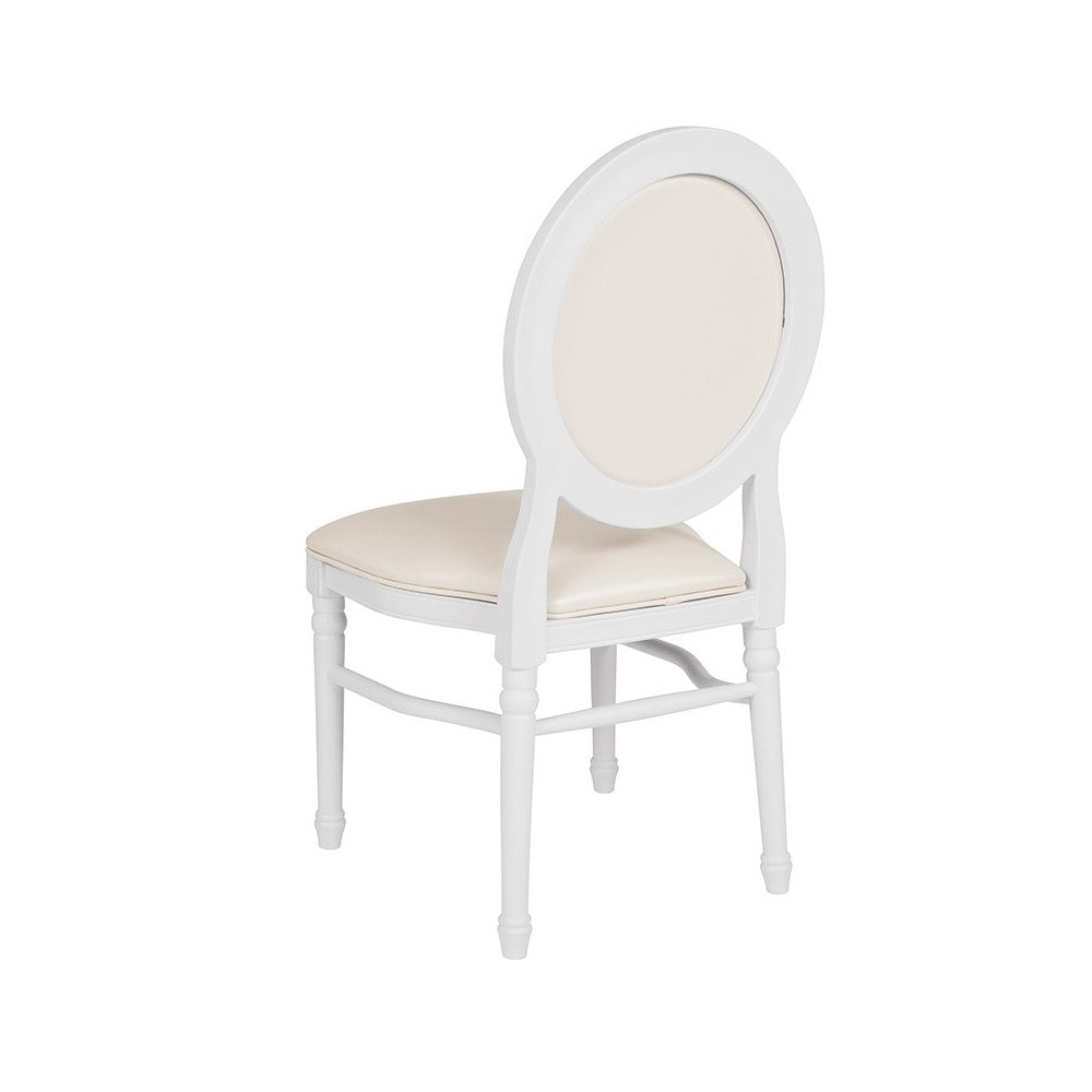 900 lb. Capacity King Louis Chair with White Vinyl Back and Seat and White Frame