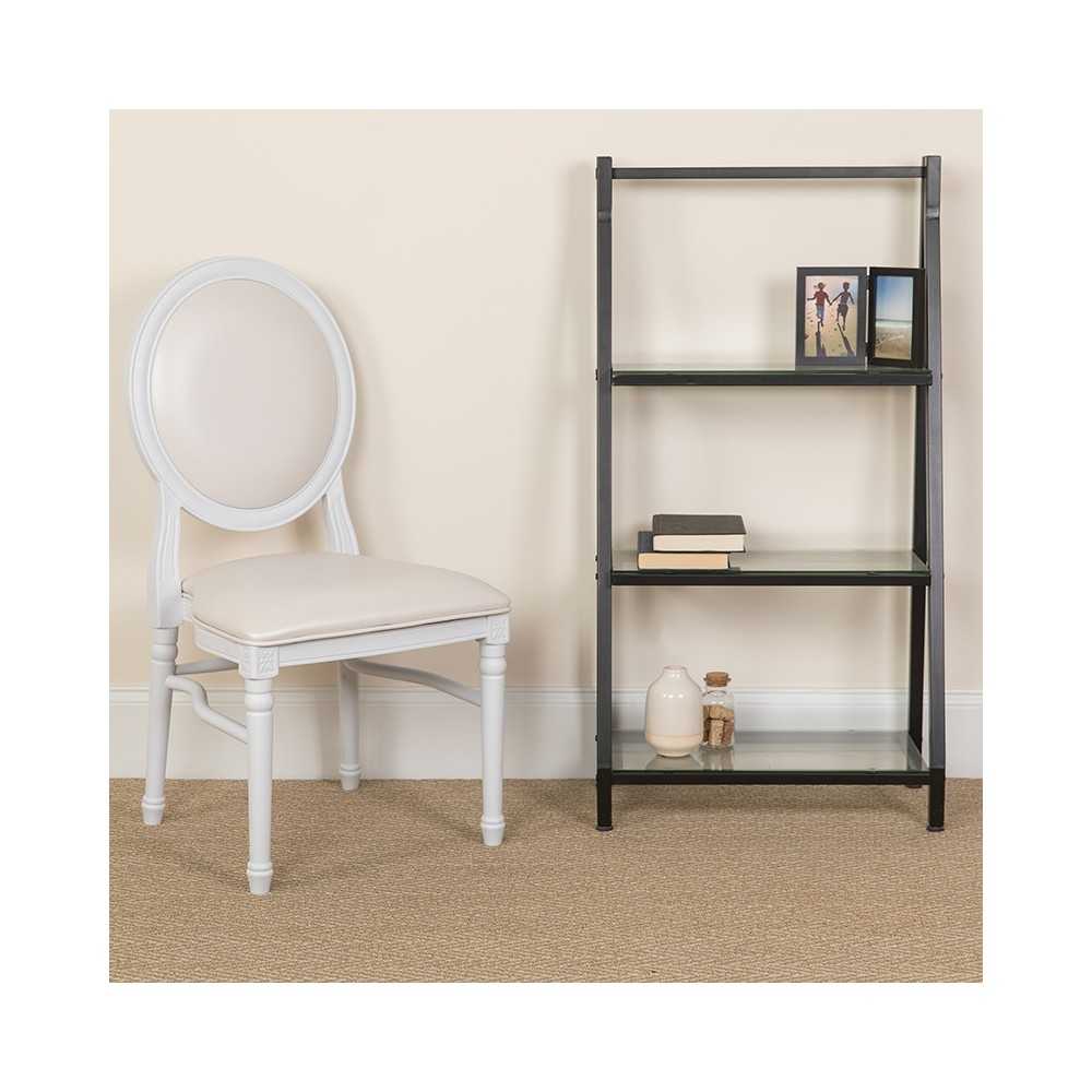 900 lb. Capacity King Louis Chair with White Vinyl Back and Seat and White Frame