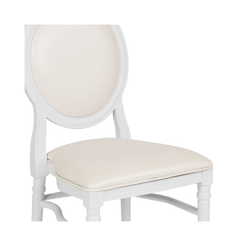 900 lb. Capacity King Louis Chair with White Vinyl Back and Seat and White Frame