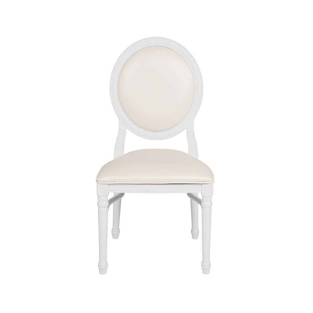 900 lb. Capacity King Louis Chair with White Vinyl Back and Seat and White Frame