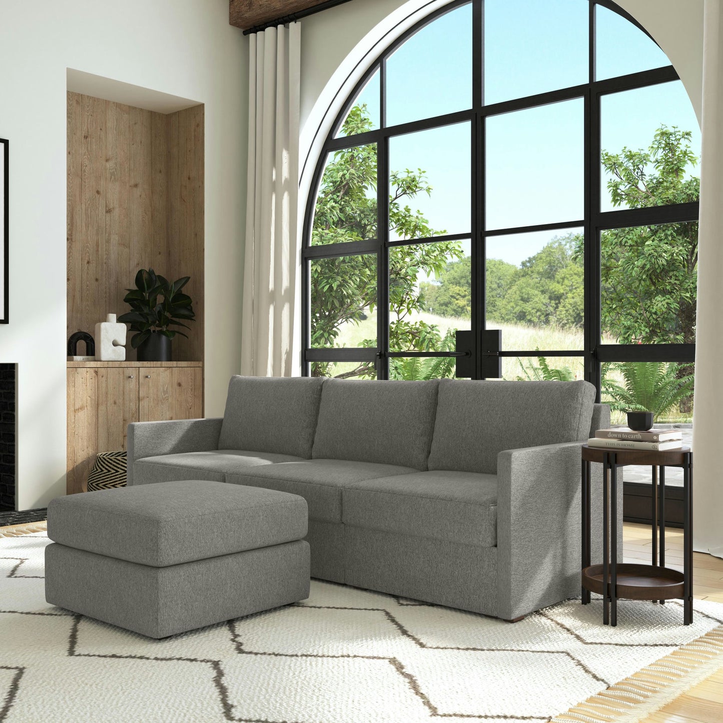 Flex Sofa with Narrow Arm and Ottoman in Pebble by homestyles