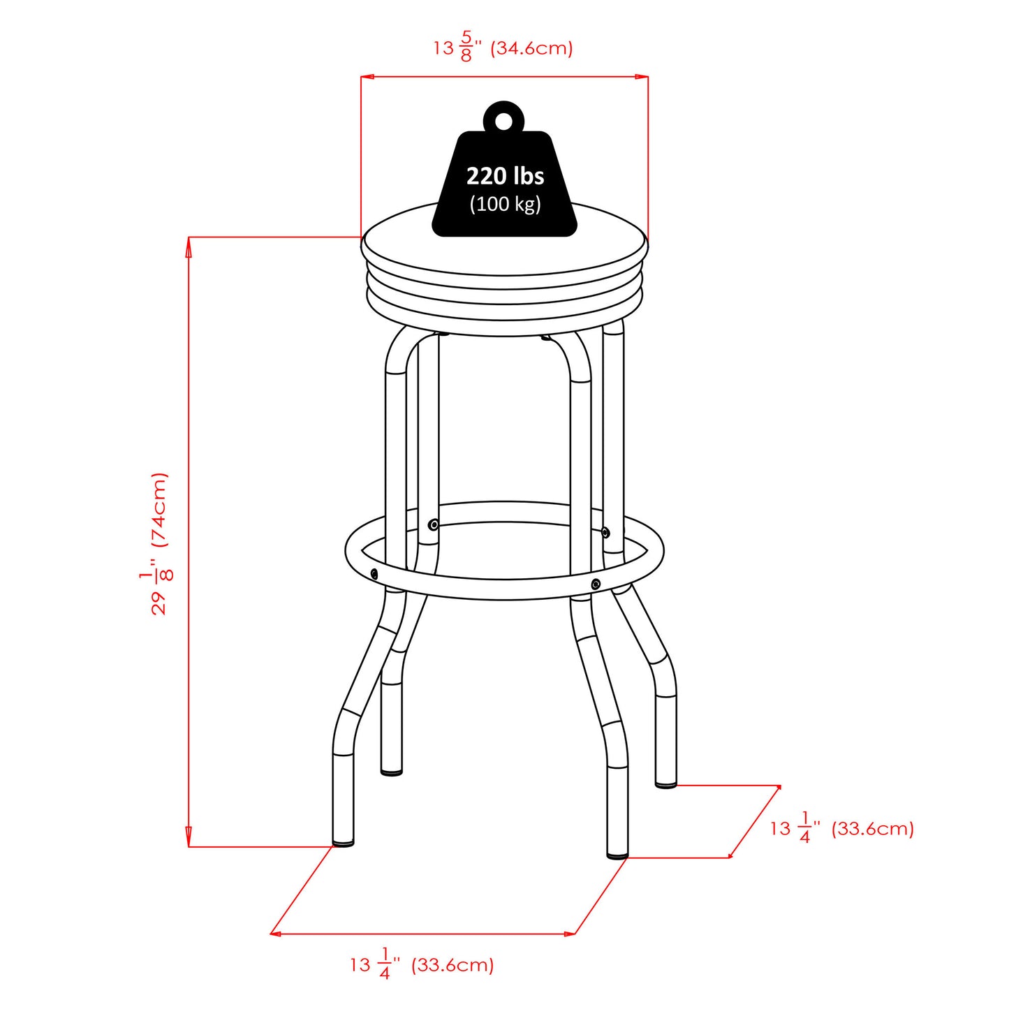 Summit 2-Pc Swivel Seat Stool Set, Black and Chrome