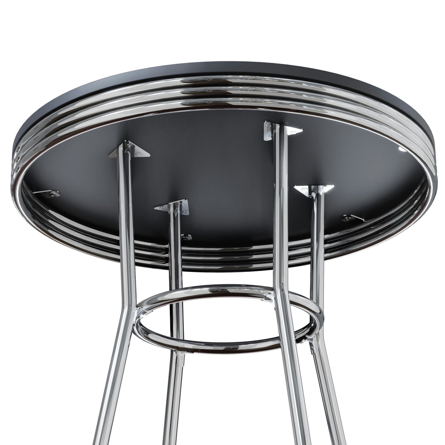 Summit Round High Table, Black and Chrome