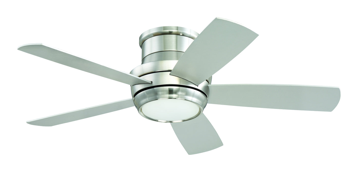 44" Tempo Hugger Ceiling Fan in Brushed Polished Nickel