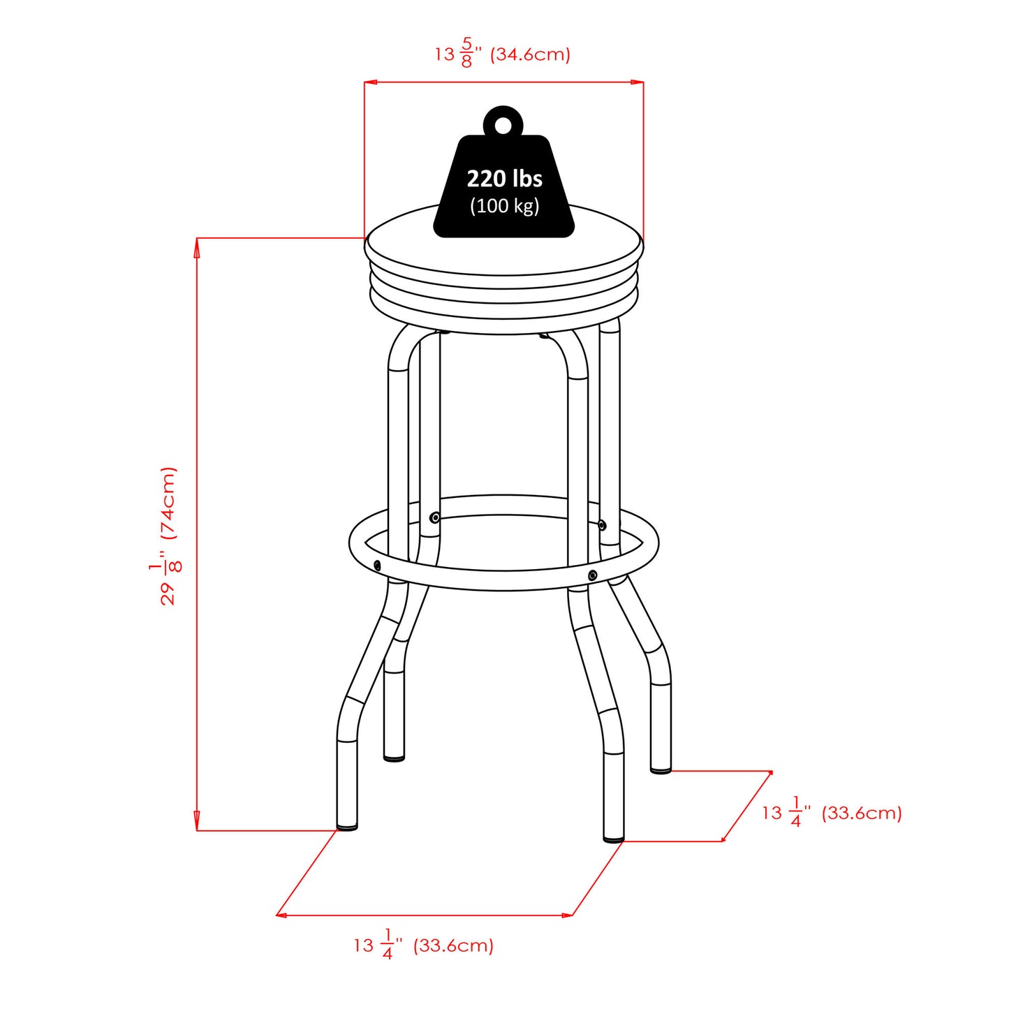 Summit 3-Pc S Pub Table with Swivel Seat Bar Stools, Black and Chrome