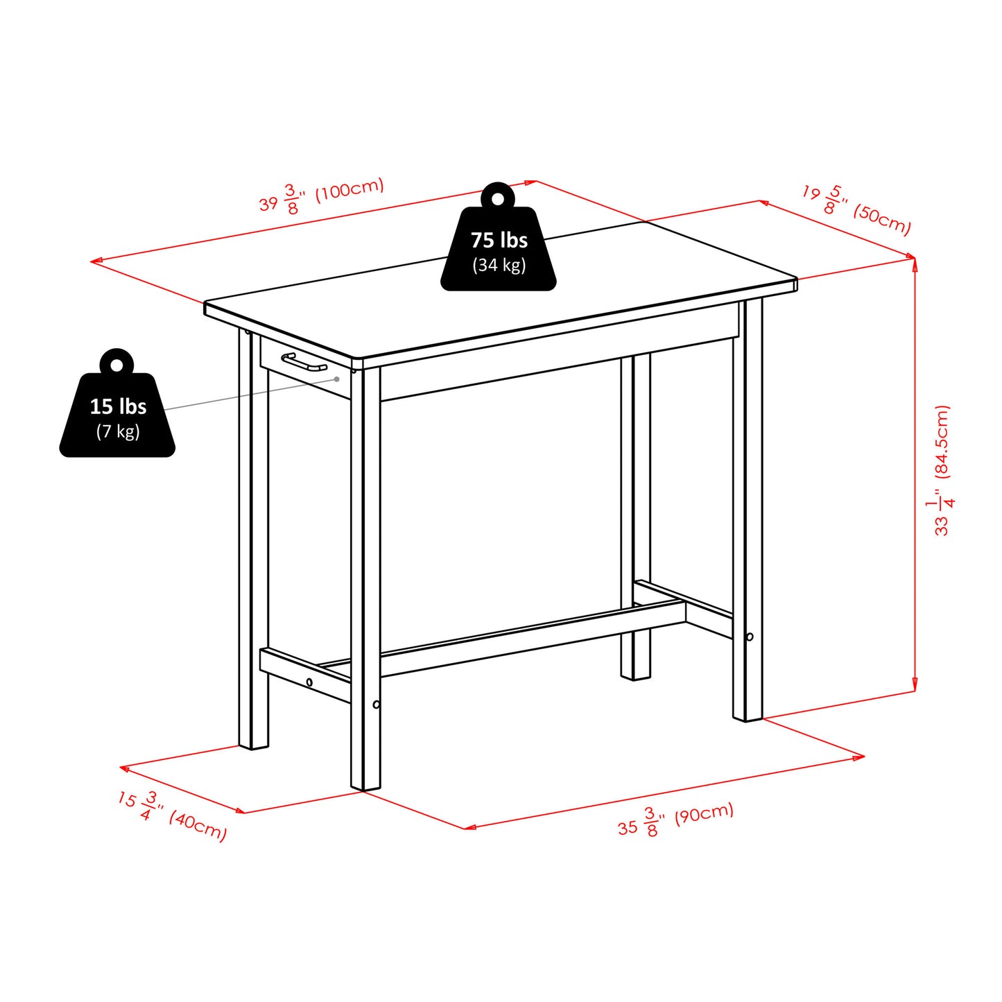 Sally 3-Pc Breakfast Table with Rush Seat Counter Stools, Walnut